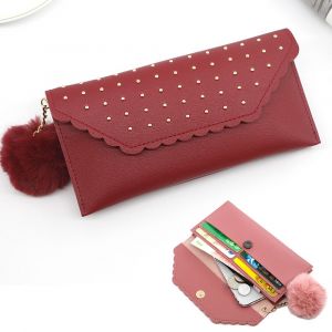 Femmes Rivet Portefeuille Rouge, Mesdames porte-Monnaie, Bouclée en Cuir porte-Monnaie porte-monnaie en Cuir en Cuir Titulaire de la Carte en Cuir de Sac à main, Sac à main, Sac de Téléphone - Neuf