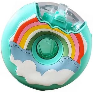 Letnerny-Bouteille D'eau Donut Pour Enfants De 380 Ml, Tasse De Sport En Silicone Sans Bpa Avec Paille, Jolie Bouteille De Boisson Anti Fuite Pour Tout Petits Avec Bandouli&egrave;re, Convient Pour L'ext&eacute;ri - Neuf