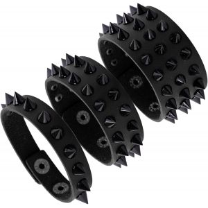 Kal-Bracelet En Cuir Avec Rivets Cloutés Style Punk Gothique Motard Vintage Rétro Pour Homme Et Femme - Neuf