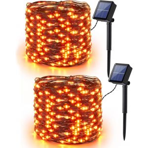 Guirlande Lumineuse Solaire, 50M 500 LED Exterieur Guirlande Lumineuse Solaire 8 Modes Etanche Sapin de Noël Intérieur Lumière pour Jardin Terrasse Fête Mariage Cour Décoration, Blanc Froid - Neuf