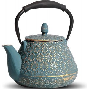 Th&eacute;i&egrave;re En Fonte, Bouilloire De 1000 Ml, Compatible Avec La Cuisini&egrave;re, Avec Infuseur Pour Th&eacute; En Vrac, Th&eacute;i&egrave;re Japonaise Avec Int&eacute;rieur &Eacute;maill&eacute;, Noire. - Neuf