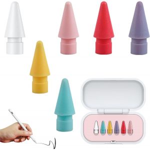 KALANKA-Lot de 6 Embouts de Stylet de Rechange pour Stylet Apple 1&egrave;re G&eacute;n&eacute;ration et 2&egrave;me G&eacute;n&eacute;ration Plume de Couleur avec Bo&icirc;te de Rangement, Embouts de Rechange Haute Sensibilit&eacute; - Neuf