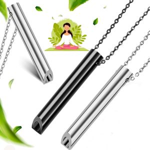 Trahoo-2 Pièces Collier De Soulagement D'anxiété, Collier De Respiration Consciente Collier D'exercice De Respiration Profonde Portable En Acier Inoxydable Pour Homme Femme Méditation Soulagement Str - Neuf