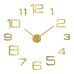 Horloge Murale 3D Shoous Sans Cadre, Horloge Numérique Bricolage, Autocollants Muraux, Horloge Silencieuse Pour La Maison, Le Salon, Le Bureau, La Décoration Murale.011 Gold.2D 16 Inch (40Cm) - Neuf