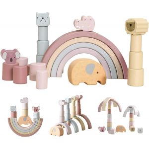 JGD-Jeux Montessori en Bois Bebe 1 an, Jouet &agrave; Empiler Arc-en-Ciel Pastel, Bloc Motricit&eacute; Fine B&eacute;b&eacute;, Jeu de Construction Enfant, Jeux Empilable Bebe, Cadeau Fille Garcon 1 2 3 Ans, 21PCS - Neuf