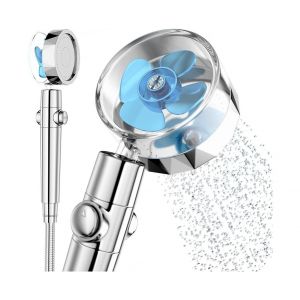 Pommeau de douche universel avec bouton marche/arr&ecirc;t et turbopropulseur, 26 cm - Neuf