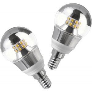 SJZG-Lot De 2 Ampoules Led E27 5W 7W 9W 200V, Couleur Argent, Miroir, Blanc Chaud Et Froid, Pour Éclairage Intérieur Et Décoration De Meubles(E14-9W-Silver,Cool) - Neuf