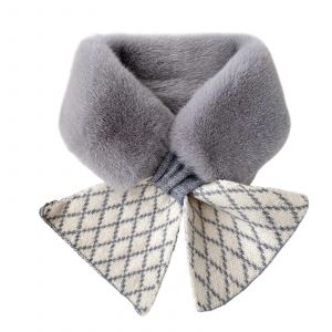 Femmes D'hiver &Eacute;charpe &Eacute;paisse De La Fausse Fourrure De Lapin Tricot&eacute; Protecteur De Cou, Polyvalent Doux De La Croix De Collier, Mod&egrave;le 6831 - Neuf