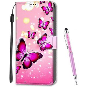 KAL-Coque Compatible Avec Huawei P Smart Z / Y9 Prime, Imprim&eacute; Color&eacute; Motif Portefeuille Housse En Cuir Synth&eacute;tique Avec Support Et Cartes Compartiments Pour Huawei P Smart Z (Papillon A) - Neuf