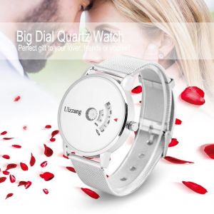 Ulzzang Quartz Rond Montre-Bracelet Bracelet En Acier Inoxydable Grand Cadran (Cadran Blanc) - Neuf