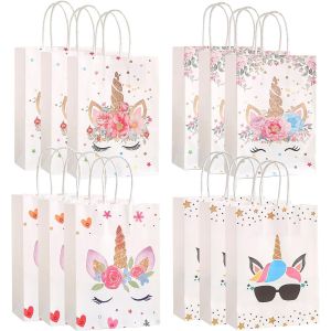 12 Pièces Licorne Sacs Cadeaux, Sac en Papier, Sac Anniversaire, Pochette Cadeau, Sachet Bonbon avec Poignées, Licorne Sachet Cadeau Anniversaire Enfant pour Fêtes Party(A) - Neuf