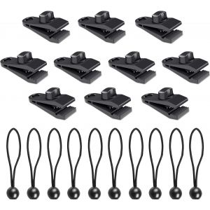 Eryi-20pcs Clips De Bâche Et Corde Élastique, Kits De Clip De Verrouillage Robuste Avec Ball Bungee Corde Élastique, Pour Tentes Camping, Caravanes, Couvertures De Bateau/Auvents/Piscine/Voiture - Neuf