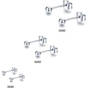 Cmjaagur-6 Paires Boucles D'oreilles En Argent Sterling 925 Boucles D'oreilles Boule Argent Or Clous D'oreilles Petite Boucles D'oreilles Argent Or Boucles D Oreilles Pour Femme Homme Fille[M2201] - Neuf