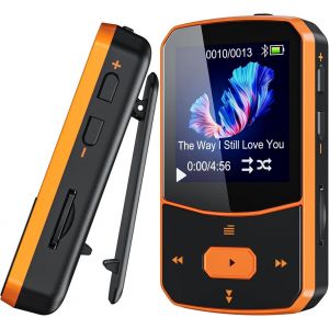 64Go Lecteur MP3 Bluetooth 5.3 Sport Mini-Design avec Clip, portabal baladeur mp3 avec Bouton de Volume ind&eacute;pendant,&eacute;cran Couleur TFT 1,5 Pouces, Radio FM, podom&egrave;tre, supporte jusqu'&agrave; 128Go Carte SD - Neuf