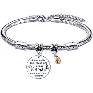 Eryi-Cadeau Maman Bracelet,Bracelet Maman Fete Des Meres,Cadeau Maman Noël Pour Maman Cadeau Noel Cadeau Maman D'anniversaire,Graver Des Mots Significatifs Pour Maman - Neuf