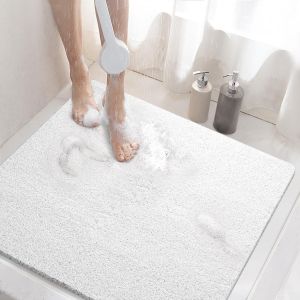 Kal-Tapis De Douche Antiderapant, 60x60cm Tapis De Baignoire Antidérapant Avec Drain, Doux Pvc Luffa Tapis De Bain Pour Salle De Bain, Séchage Rapide, Blanc - Neuf
