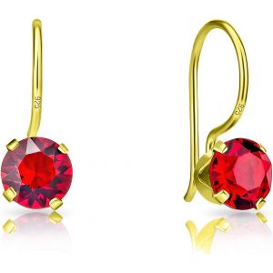 Kal-&reg; Boucles D'oreilles &Agrave; Crochet En Argent Fin 925 Plaqu&eacute; Or Jaune Et Cristaux De Swarovski&reg; Elements Ronds - Diam&egrave;tre: 6 Mm - Neuf