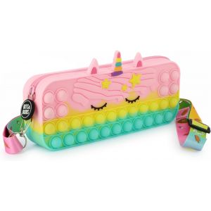 Eryi-Étui En Silicone Pop It Licorne Bubbles | Bits And Bobs | 20 X 8 X 3,8 Cm | Toucher Doux Et Flexible | Sangle Bandoulière Réglable Pour Enfants | 1 Compartiment, Fuchsia, Rose, Jaune Et - Neuf