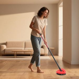 2 Pcs Upgraded Mop Replacement Heads - Compatible with Vileda Turbo - Full Bristle Scrubbing Brush for Cleaning Kitchen, Bathroom, Pool, Patio & Hard Floors - Neuf