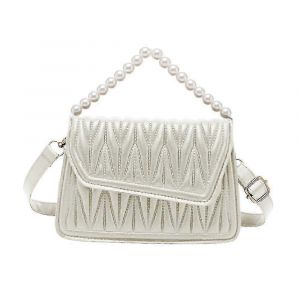 Sac bandouli&egrave;re femme en cuir PU avec anses en perles et ceinture ajustable. - Neuf