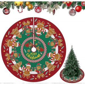 Jupe de sapin de No&euml;l 120 cm, cache-pied rond pour sapin de No&euml;l, cache-pied rouge pour sapin de No&euml;l, d&eacute;coration de sapin de No&euml;l, tapis de sapin de No&euml;l, sapin de No&euml;l - Neuf