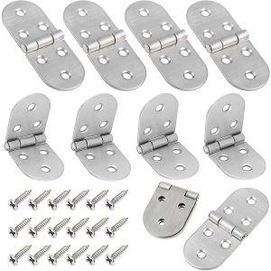 8 Pi&egrave;ces Charni&egrave;re Pliante 180 Degr&eacute;s, Connecteur de Charni&egrave;re en Acier Inoxydable avec 48 Vis, Charni&egrave;re de Table Pliante, Charni&egrave;res de Meubles Rondes, pour Machine &agrave; Coudre, Table Pliante, Armoire - Neuf