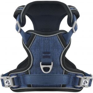 Jgd-Harnais Anti Traction Pour Chien, Harnais Chiot Chien R&eacute;fl&eacute;chissant R&eacute;glable Avec Attache Devant, Arnet Moyen Et Grand, Bleu Fonc&eacute;, S - Neuf