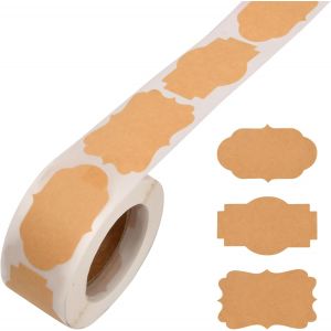 Autocollants &Eacute;tiquettes, 300pcs &eacute;tiquettes Papier Kraft Autocollante, 5cm &Eacute;tiquettes Adh&eacute;sives Vierge, &Eacute;tiquettes Adh&eacute;sives Kraft, Etiquette Confiture Pour Les Cadeaux Enveloppe Baking &Eacute;pices - Neuf