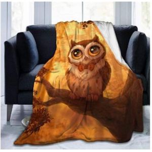 Ulteronixshop-Couverture Polaire Flanelle en Microfibre, Jet&eacute; de Canap&eacute; 150x200 cm Marron Hibou Patronage, Couverture lit Jete de Canape 2 Personnes Fourrure Grand Chaud et Doux en Peluche,200x150 - Neuf