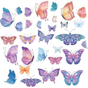 ERYI-Papillon Stickers Muraux Colorés Stickers Muraux Violet Fenêtre Autocollants Imperméable Amovible Vinyle Art Mural Pour Salle De Classe Chambre Salon Décorations - Neuf