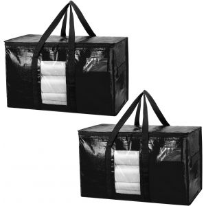 Noir Lot De 2 Sac Demenagement Grand Format Noirs Avec Fermeture Éclair,Sac De Transport Robustes Pour Vêtements,Alternative Aux Cartons De Déménagement,Sacs De Rangement Pour Vêtements - Neuf