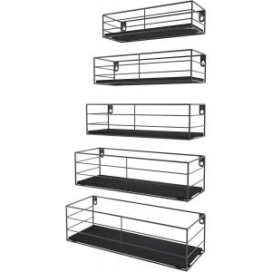 Cmwx-41cm &Eacute;tag&egrave;re Murale Noir Lot De 5, &Eacute;tag&egrave;res Flottante Pour La Chambre, La Cuisine Et La Salle De Bain - Neuf