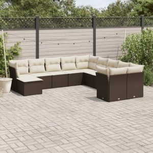 Prolenta Premium - Salon De Jardin Et Coussins 11 Pcs Marron R&eacute;sine Tress&eacute;e - Neuf