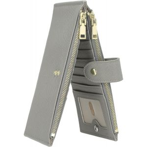 Portefeuille Fin Pour Cartes De Cr&eacute;dit Pour Homme Et Femme,Porte-Cartes Minimaliste En Cuir Synth&eacute;tique,Poche Zipp&eacute;e Pour Carte D'Identit&eacute;,Fen&ecirc;tre D'Identit&eacute;,Gris Clair,L,Tous Les Jours - Neuf