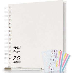 Album Photo Scrapbooking 21x21cm,Livre Fait &agrave; La Main DIY Album Spirale 40 Pages,Cadeaux Pour Bebe Enfant Mariage Voyage Festival L'Obtention Du Dipl&ocirc;Me (Blanc) - Neuf