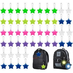 Acdsgd-Pack De 48 Pendentif R&eacute;fl&eacute;chissant, R&eacute;flecteur De S&eacute;curit&eacute;, Pendentif &Eacute;toile, R&eacute;flecteur Enfant, Pour Cartable, V&ecirc;tements, Sac &Agrave; Dos, V&eacute;lo, Marche, Course, 6 Couleurs - Neuf