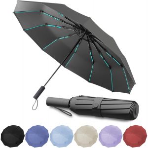 Parapluie Pliant Automatique,Parapluie Anti Vent,Parapluie Pliant R&eacute;sistant Au Vent, Parapluie Automatique Compact Coupe-Vent Avec 60 Baleines Pour Les Hommes Et Les Femmes - Neuf