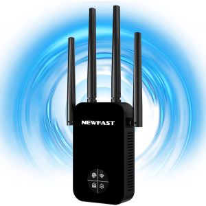 AC1200 Répéteur WiFi RE523, Double Bande Amplificateur WiFi Puissant,5GHz & 2.4GHz WiFi Extender avec WPS,Repetiteur WiFi Extender Compatible avec Toutes Les Box Internet, 4 Antennes - Neuf