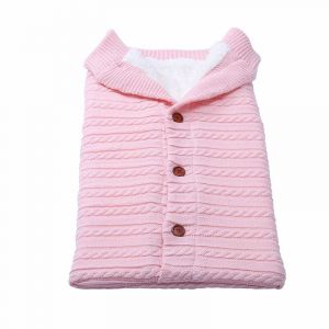 Gigoteuse Bébé Hiver 0-12 Mois Coton Tricoté Unisexe Fille Garçon Sac De Couchage Pour Bambin 40*70cm (Rose) - Neuf