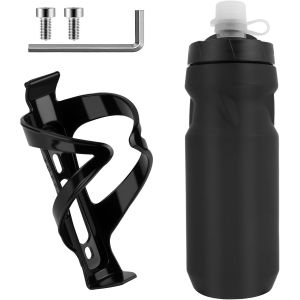 Kal-Porte Bidon De Vélo Avec Ensemble De Bouteille, Porte Bouteille Universelle, Support Gourde Vélo Avec Porte-Bouteille De 650ml Sans Bpa, Porte Gourde Robuste Pour Vélo/Vtt/Vélo De Route, Noir - Neuf