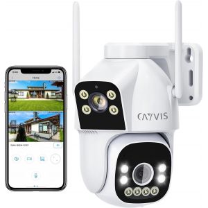 2Mp Camera Surveillance Wifi Extérieur, 2.4Ghz 5Ghz Ptz 1080P Caméra Ip Extérieure Avec Double Objectif, Vision Nocturne Couleur, Détection Humaine, Audio Bidirectionnel,Ip66 (Hd) - Neuf