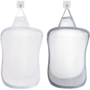 Gris,blanc Panier ¿¿ linge,organiseur de linge pliable,trousse de toilette pliable,organiseur de jouets ¿¿ suspendre avec 2 poign¿¿es (crochets non inclus) - Neuf