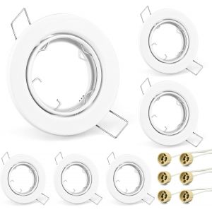 Eryi-Lot De 6 Spot Cadre Orientable Blanc,Livré Avec Douilles Gu10 Spot Led Encastrable Gu10 Cadre Our Lampes Halogènes Gu10 Mr16 Led Module Rond Cadre Pour Spot - Neuf