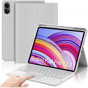 Clavier Avec Touchpad Pour Redmi Pad Pro 12.1"" 2024, Azerty Français Clavier Bluetooth Magnétique Détachable Avec Trackpad Pour Tablette Xiaomi Redmi Pad Pro 12.1"", Gris Clair - Neuf