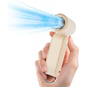KALANKA-Mini Ventilateur Portable, 17400RPM Ventilateur Poche avec Crochet, 3000mAh Rechargeable Turbo Ventilateur avec 5 Vitesses pour Commutaison/Marche/Shopping/Voyage/École - Café au Lait - Neuf