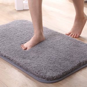 Tapis de bain en microfibre épais, doux et absorbant, lavable en machine, 40 x 60 cm, gris - Neuf