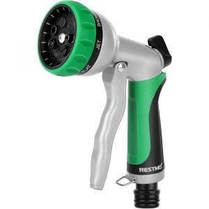 RESTMO Pistolet d'arrosage de Jardin, Metal Pulverisateur de Tuyau, 7 Modeles Pistolet avec Debit d'eau Reglable pour Lavage de Voit - Neuf