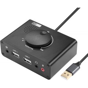 R Carte Son Externe USB avec contr&ocirc;le du Volume,Adaptateur Audio USB3.0 avec Interface 3,5 mm et Interface USB pour PC,Ordinateur Portable,Mac,Clavier,Casque,amplificateur,Microphone - Neuf