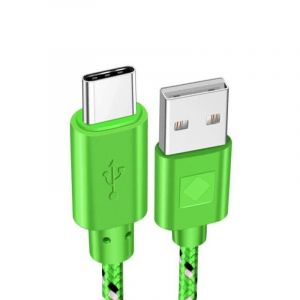 Eskal-Câble Usb Type C En Nylon Tressé De 1m, 2m Et 3m, Mathiation De Données, Charge Rapide, Pour Samsung S9, S10, Xiaomi Mi8, Huawei P30,Green,0,5 M - Neuf