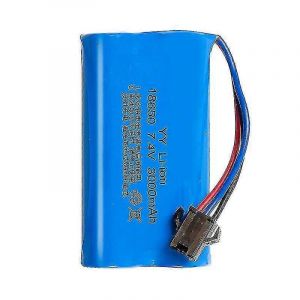 Batterie Li-ion rechargeable 18650 7.4V 3000mAh pour jouets RC,bombe &agrave; eau &eacute;lectrique avec connecteur SM - Neuf